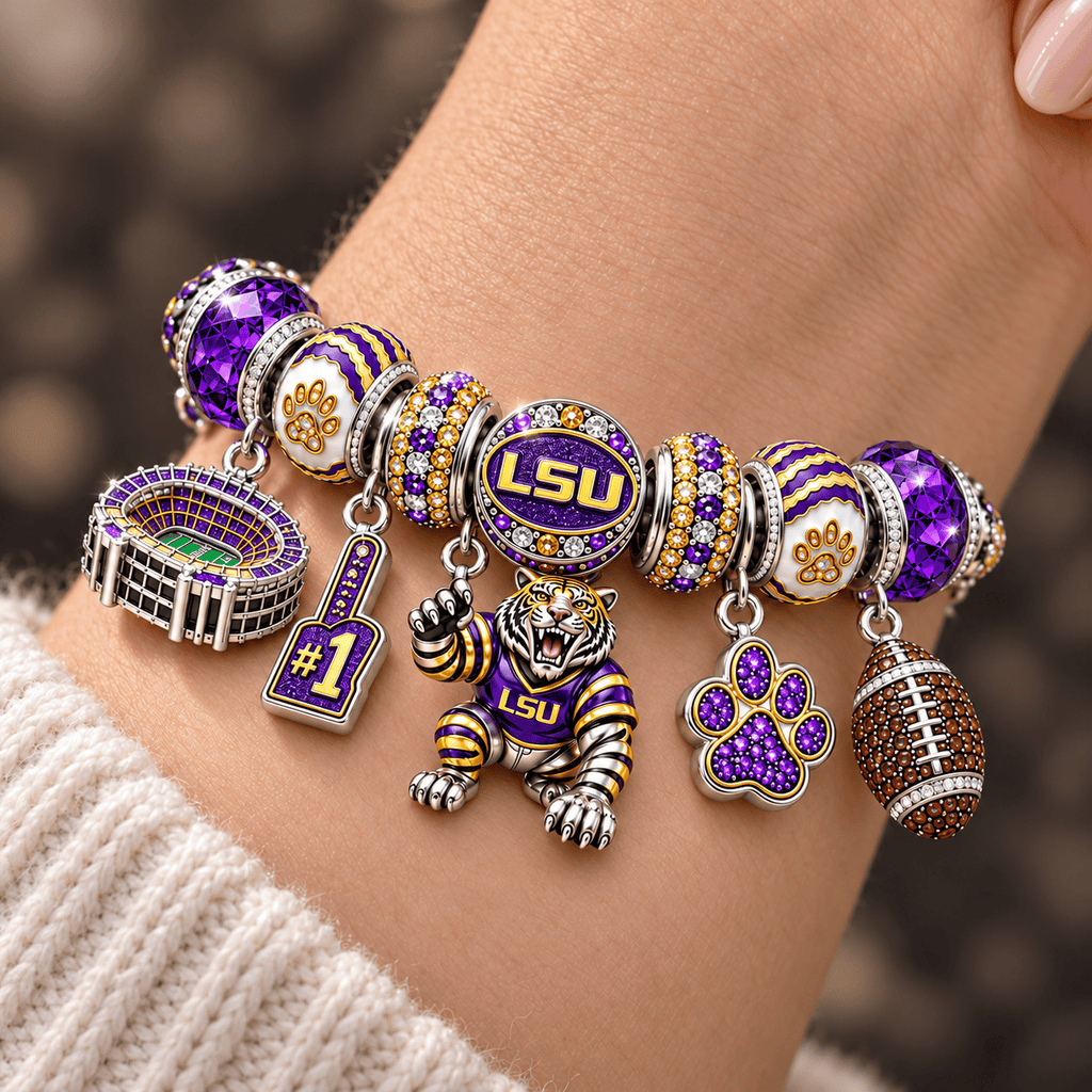 LSU Silver Charm Bracelet Set NTTB