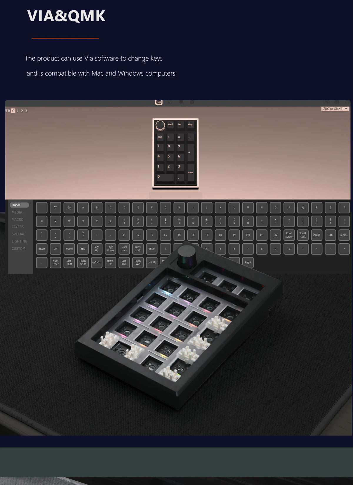 GMK21 Number Pad Mechanical Numeric Keypad KIT Hot-SwapWired/Bluetooth/2.4Ghz  Programming Keypad KIT