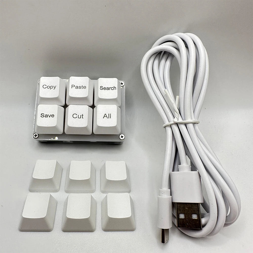 6Keys Copy Paste Search Save Cut Keyboard One Handed OSU Keypad Programmable Mechanical Shortcut Macro Keyboard for Working Game