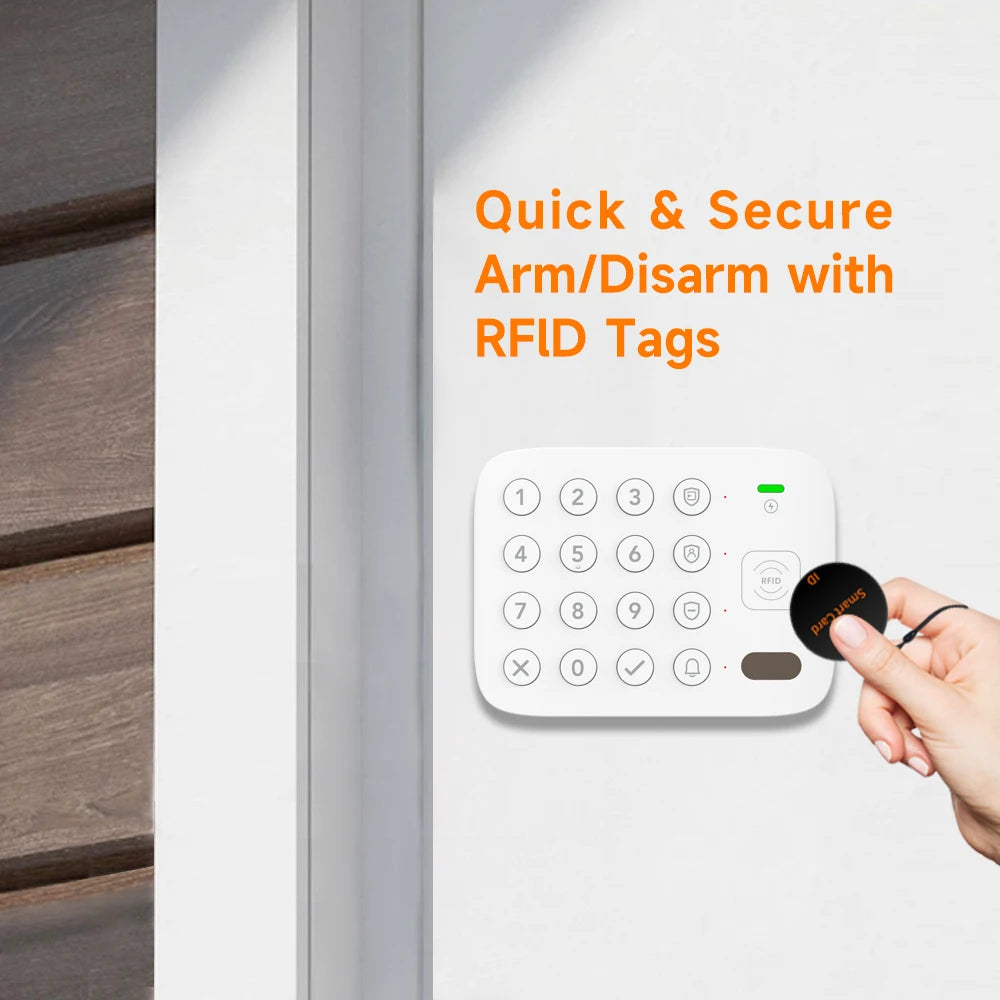Staniot Wireless Alarm Security Keypad Built-in 1500mAh Battery Anti-dismantling Alarm RFID Tag for Home Security Alarm System